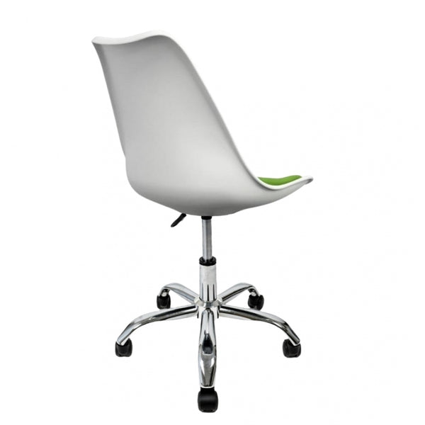 Soho White and Green Plastic Desk Chair with Swivel Base