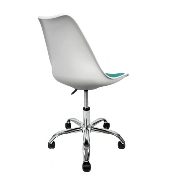 Soho White and Teal Plastic Desk Chair with Swivel Base