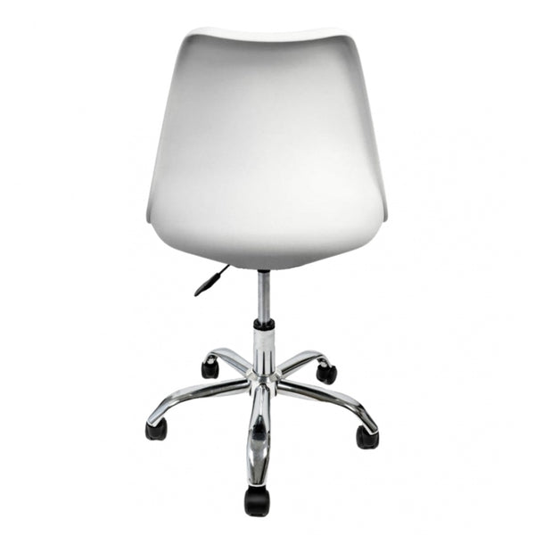Soho White and Aubergine Plastic Desk Chair with Swivel Base