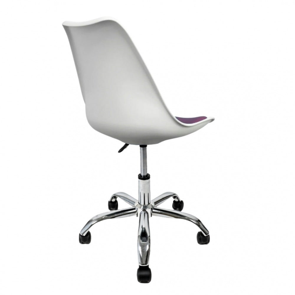 Soho White and Aubergine Plastic Desk Chair with Swivel Base