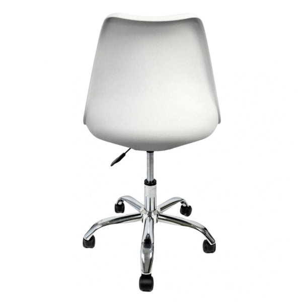 Soho White and Blush Pink Plastic Desk Chair with Swivel Base