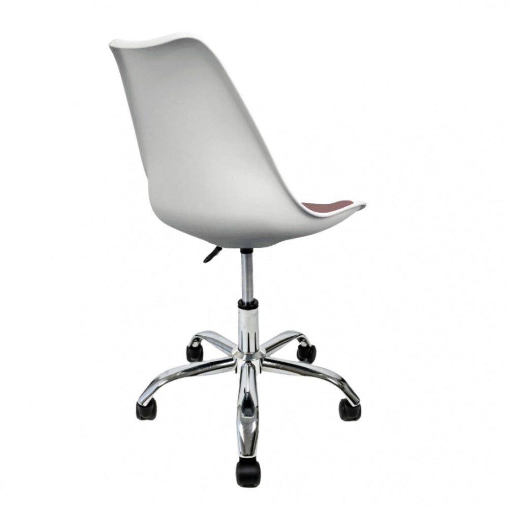 Soho White and Blush Pink Plastic Desk Chair with Swivel Base