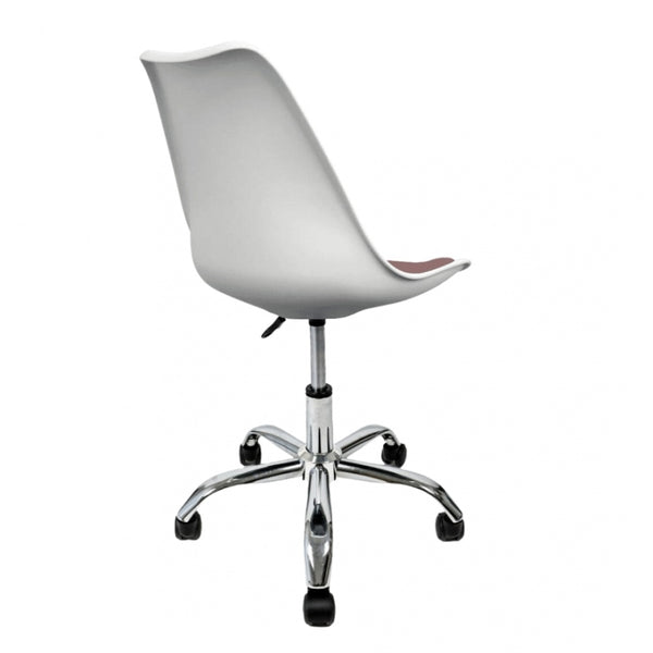 Soho White and Blush Pink Plastic Desk Chair with Swivel Base