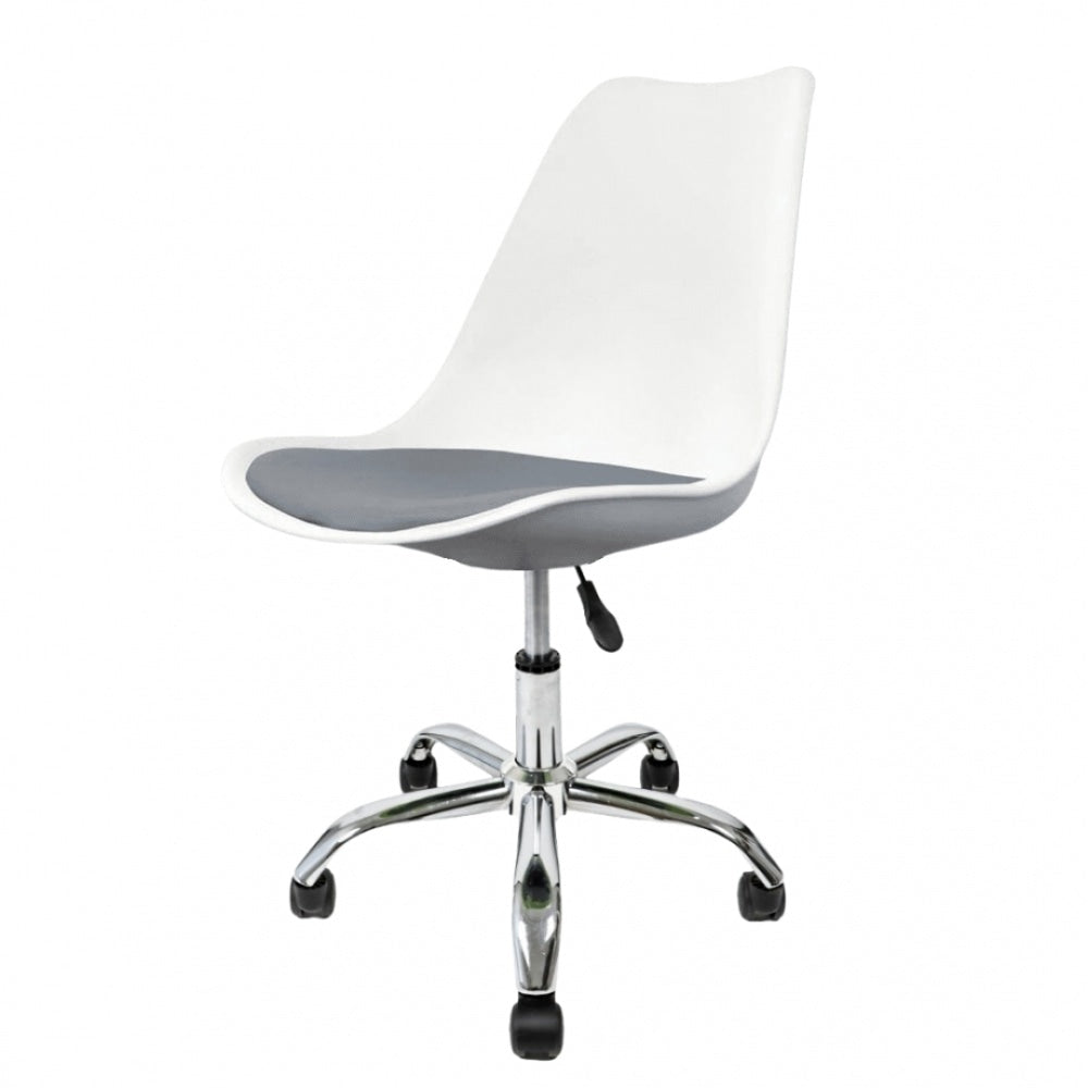 Soho White and Dark Grey Plastic Desk Chair with Swivel Base