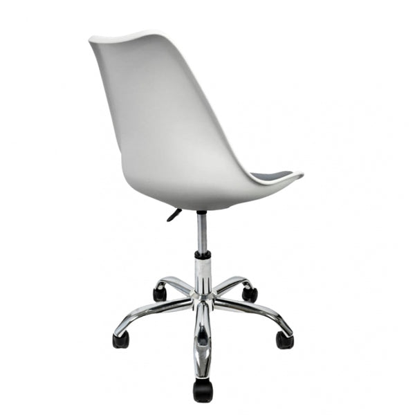 Soho White and Dark Grey Plastic Desk Chair with Swivel Base
