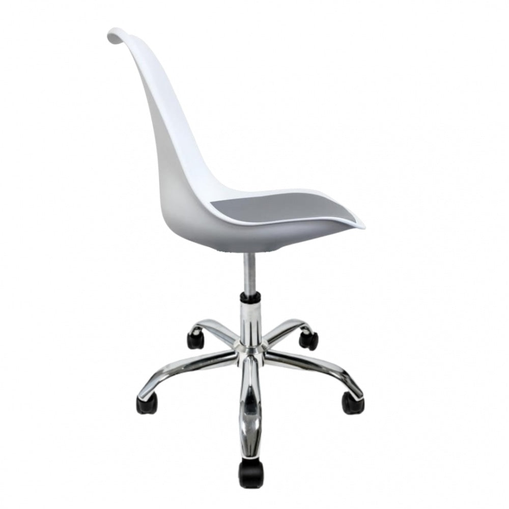 Soho White and Dark Grey Plastic Desk Chair with Swivel Base