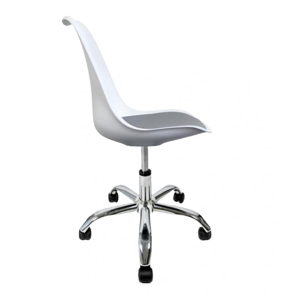 Soho White and Dark Grey Plastic Desk Chair with Swivel Base