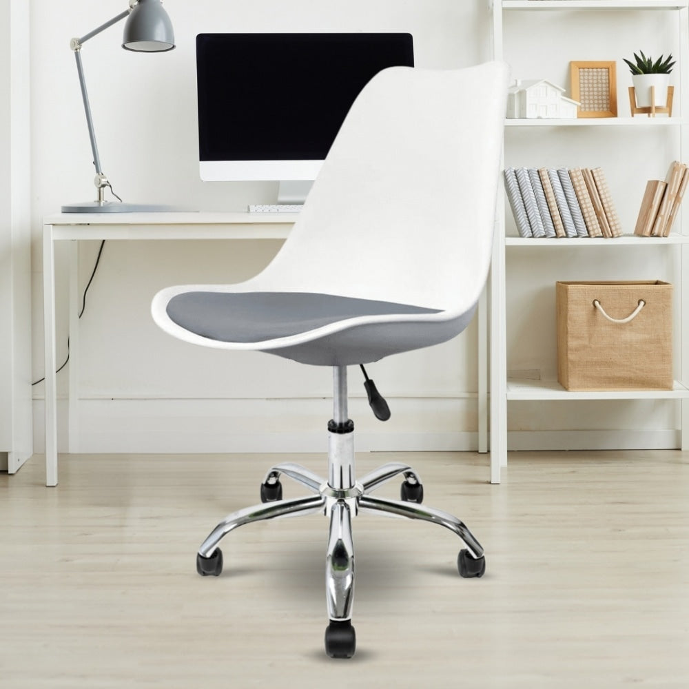 Soho White and Dark Grey Plastic Desk Chair with Swivel Base