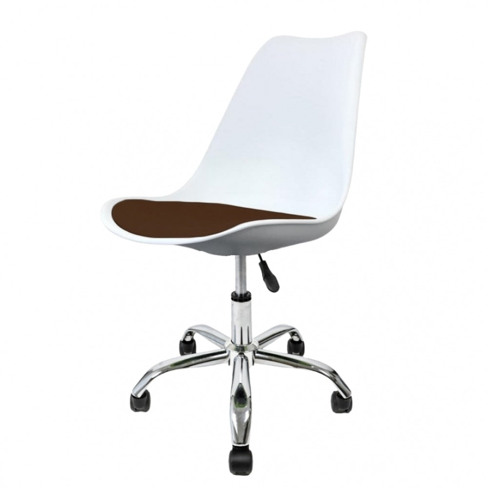Soho White and Chocolate Plastic Desk Chair with Swivel Base