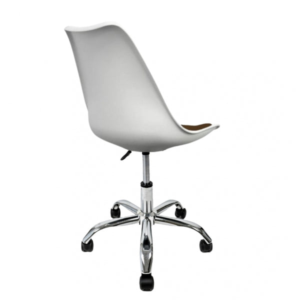 Soho White and Chocolate Plastic Desk Chair with Swivel Base