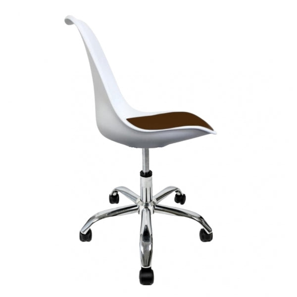 Soho White and Chocolate Plastic Desk Chair with Swivel Base