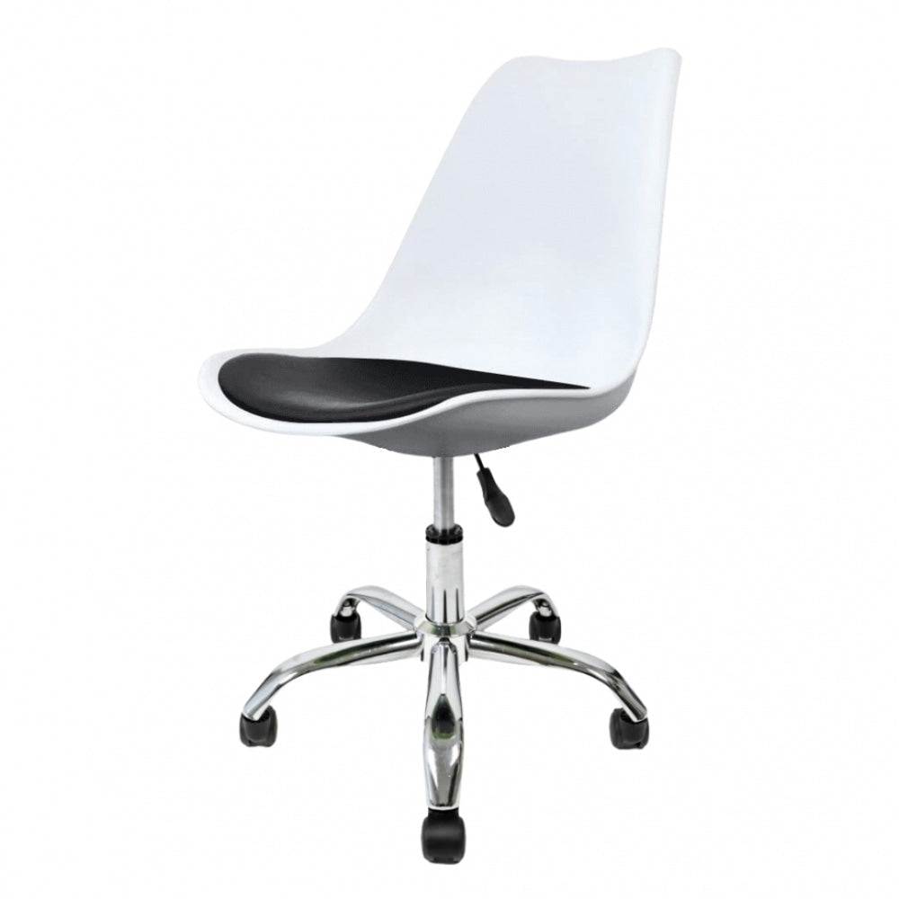 Soho White and Black Plastic Desk Chair with Swivel Base