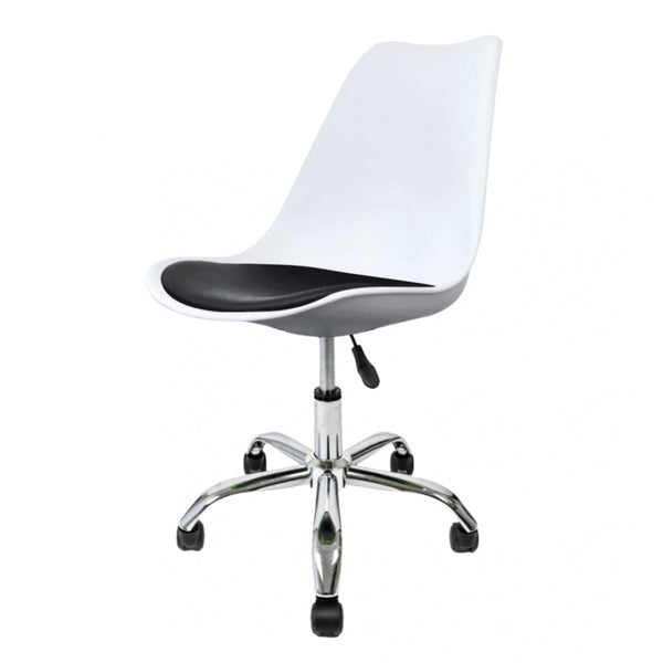 Soho White and Black Plastic Desk Chair with Swivel Base