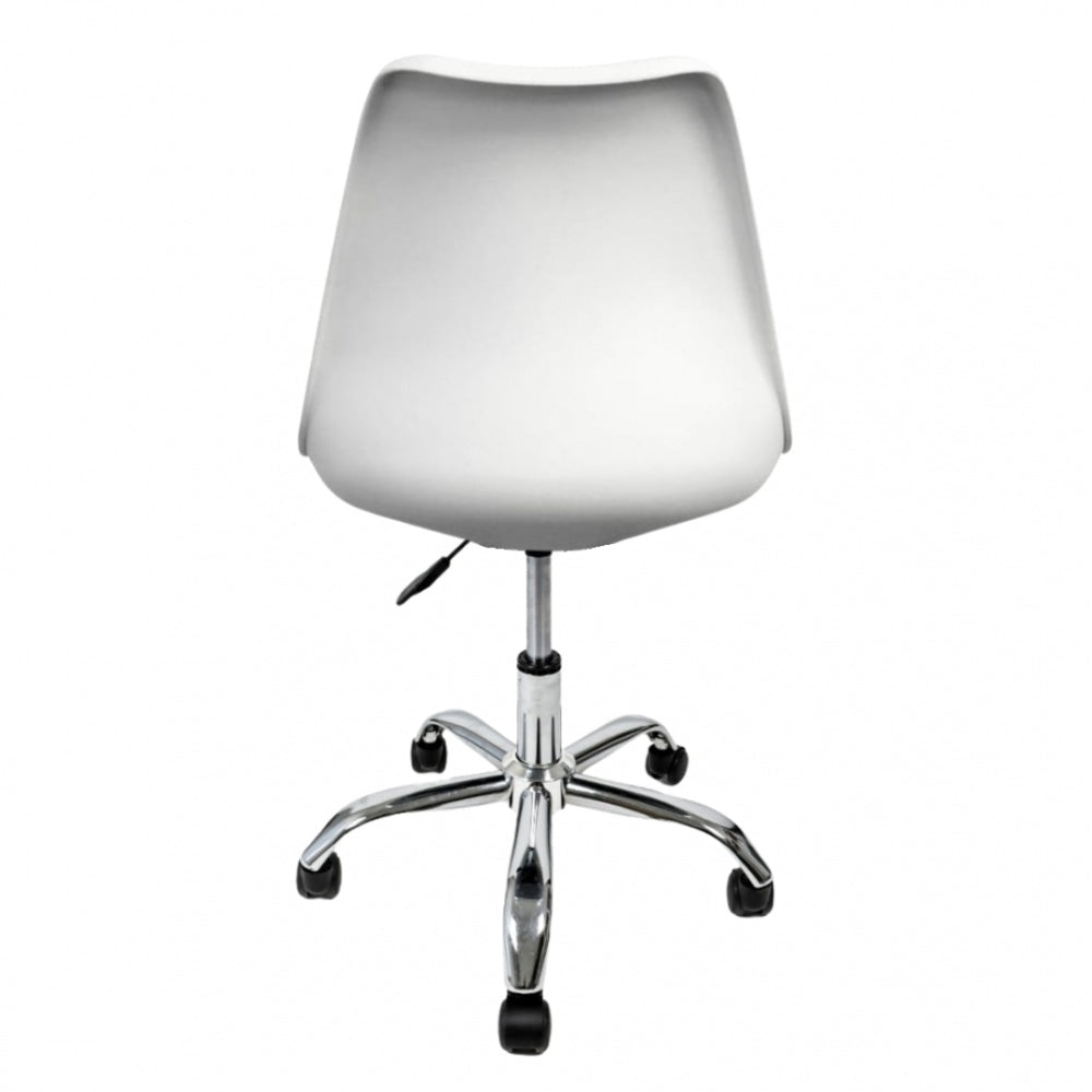 Soho White and Black Plastic Desk Chair with Swivel Base