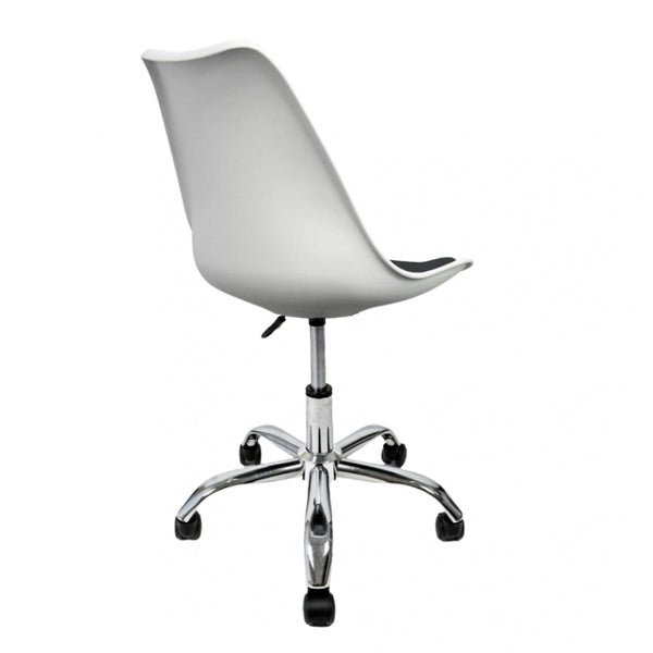 Soho White and Black Plastic Desk Chair with Swivel Base