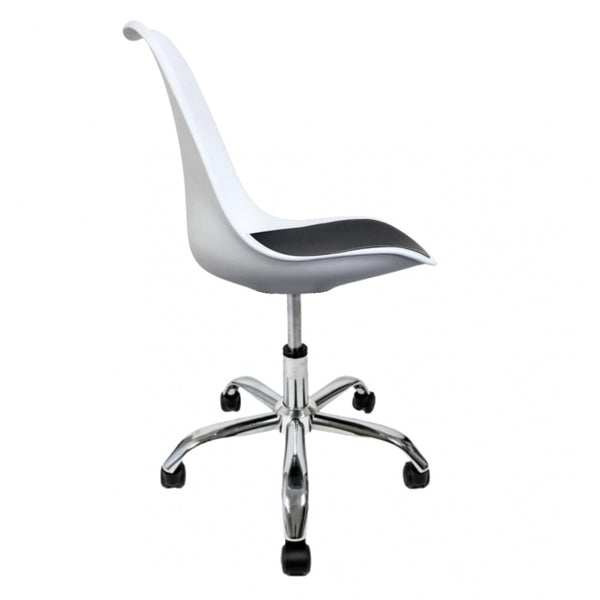 Soho White and Black Plastic Desk Chair with Swivel Base