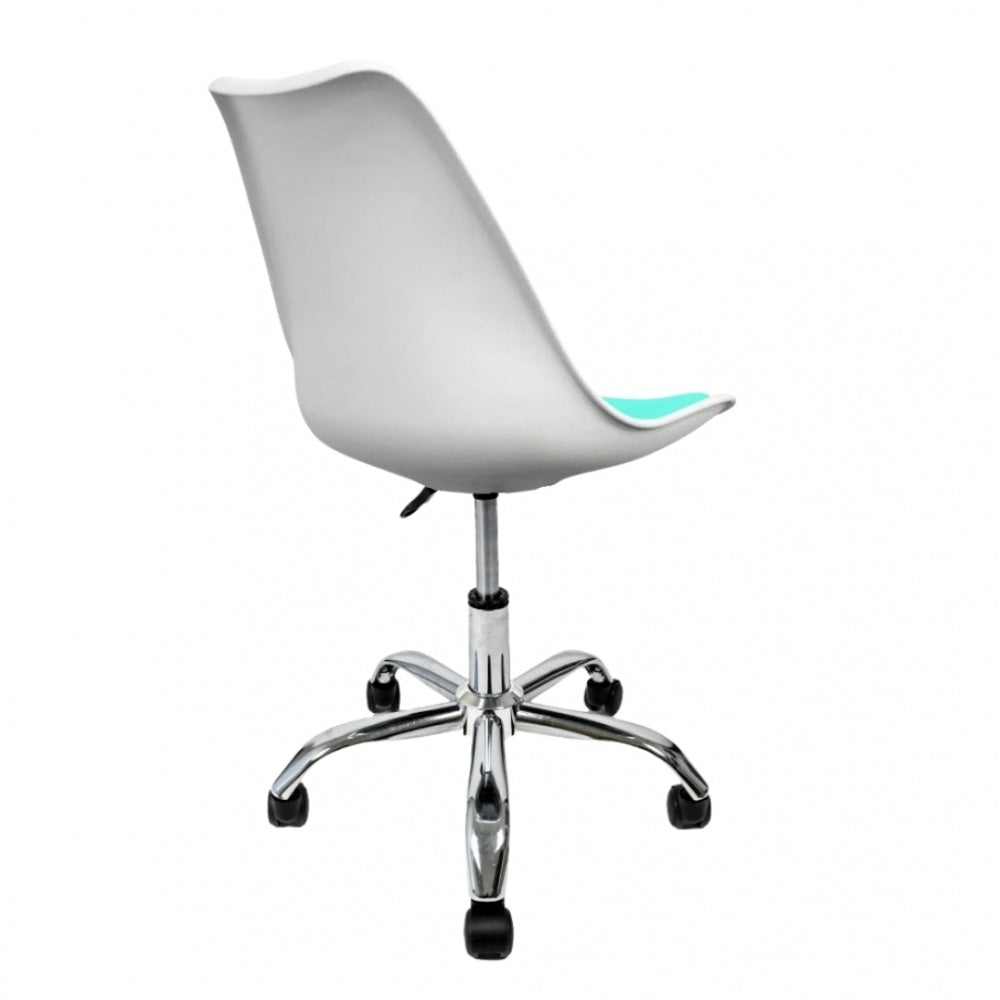 Soho White and Aqua Plastic Desk Chair with Swivel Base