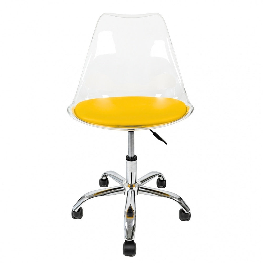 Soho Clear and Yellow Plastic Desk Chair with Swivel Base