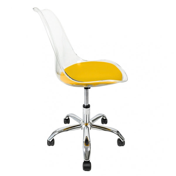 Soho Clear and Yellow Plastic Desk Chair with Swivel Base