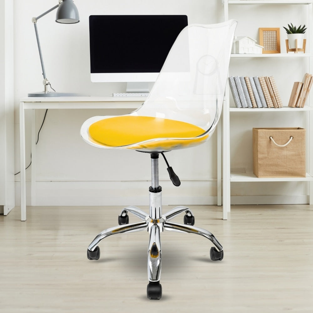 Soho Clear and Yellow Plastic Desk Chair with Swivel Base