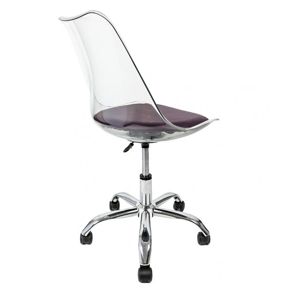 Soho Clear and Aubergine Plastic Desk Chair with Swivel Base