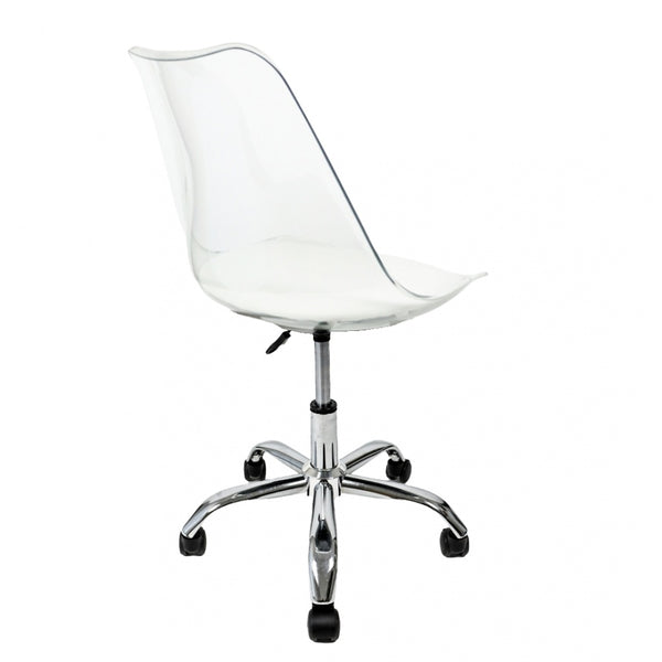 Soho Clear and White Plastic Desk Chair with Swivel Base