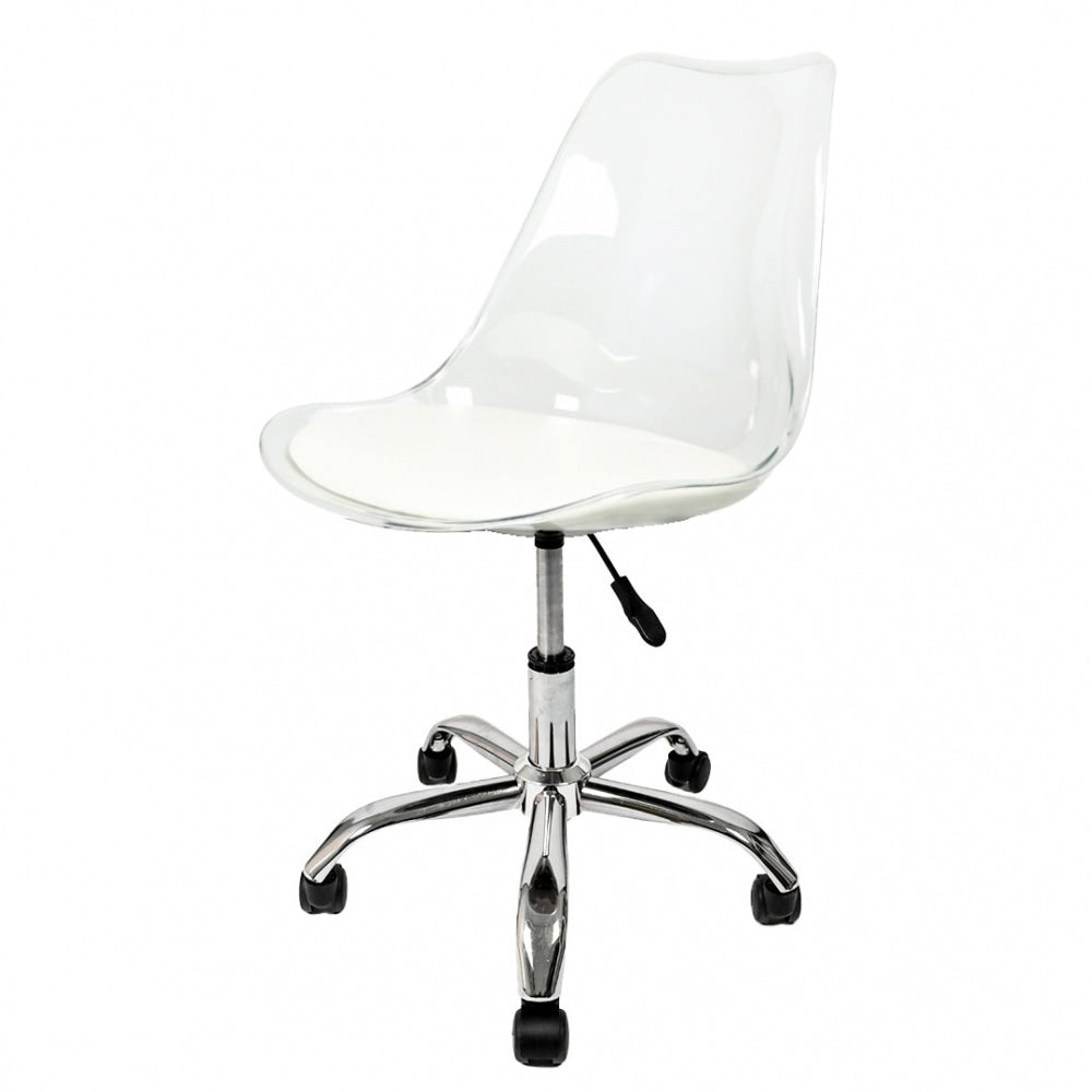 Soho Clear and Vanilla Plastic Desk Chair with Swivel Base