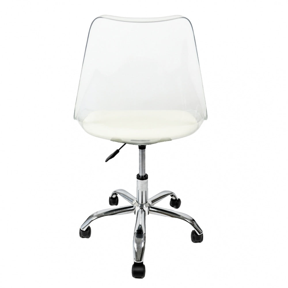 Soho Clear and Vanilla Plastic Desk Chair with Swivel Base