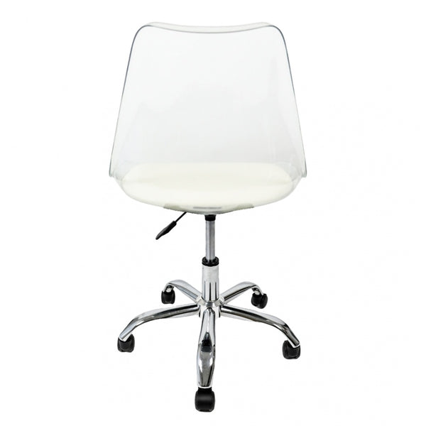 Soho Clear and Vanilla Plastic Desk Chair with Swivel Base