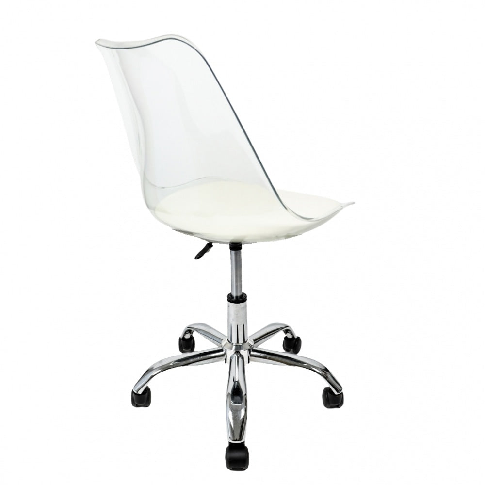Soho Clear and Vanilla Plastic Desk Chair with Swivel Base