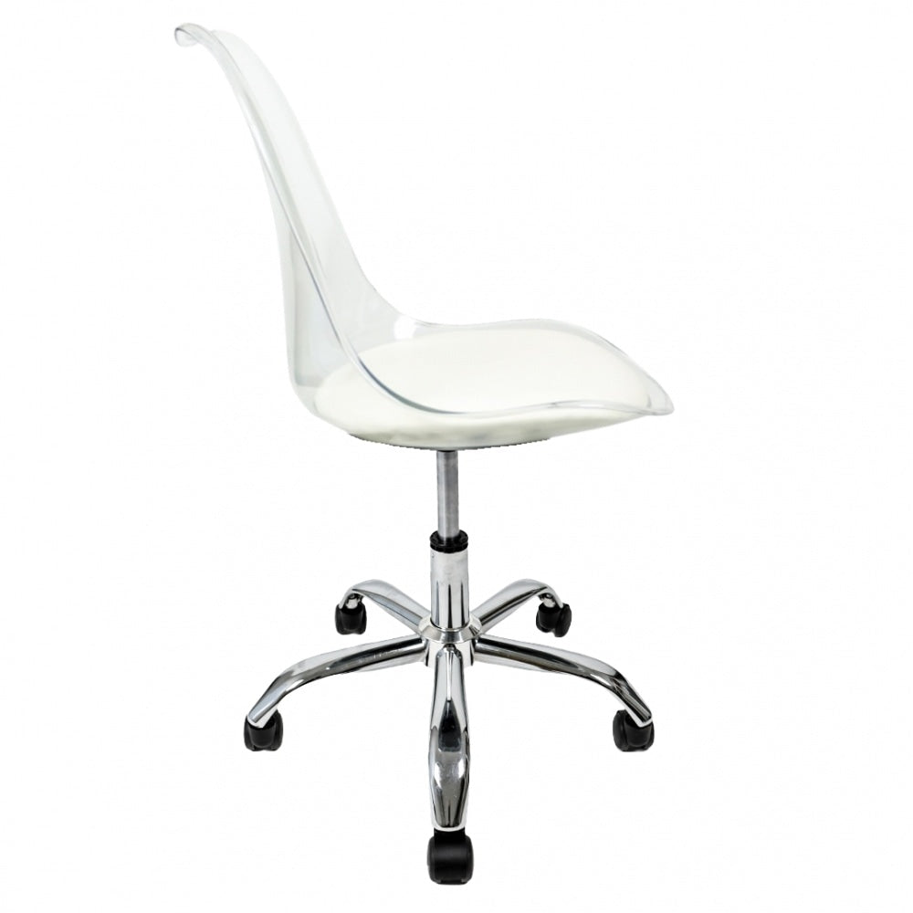 Soho Clear and Vanilla Plastic Desk Chair with Swivel Base