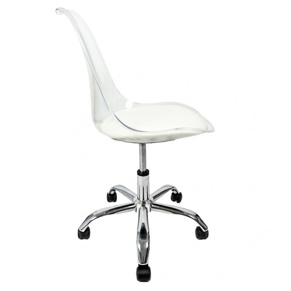 Soho Clear and Vanilla Plastic Desk Chair with Swivel Base