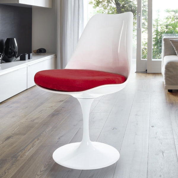 White and Velveteen Scarlet Red Chelsea Side Chair