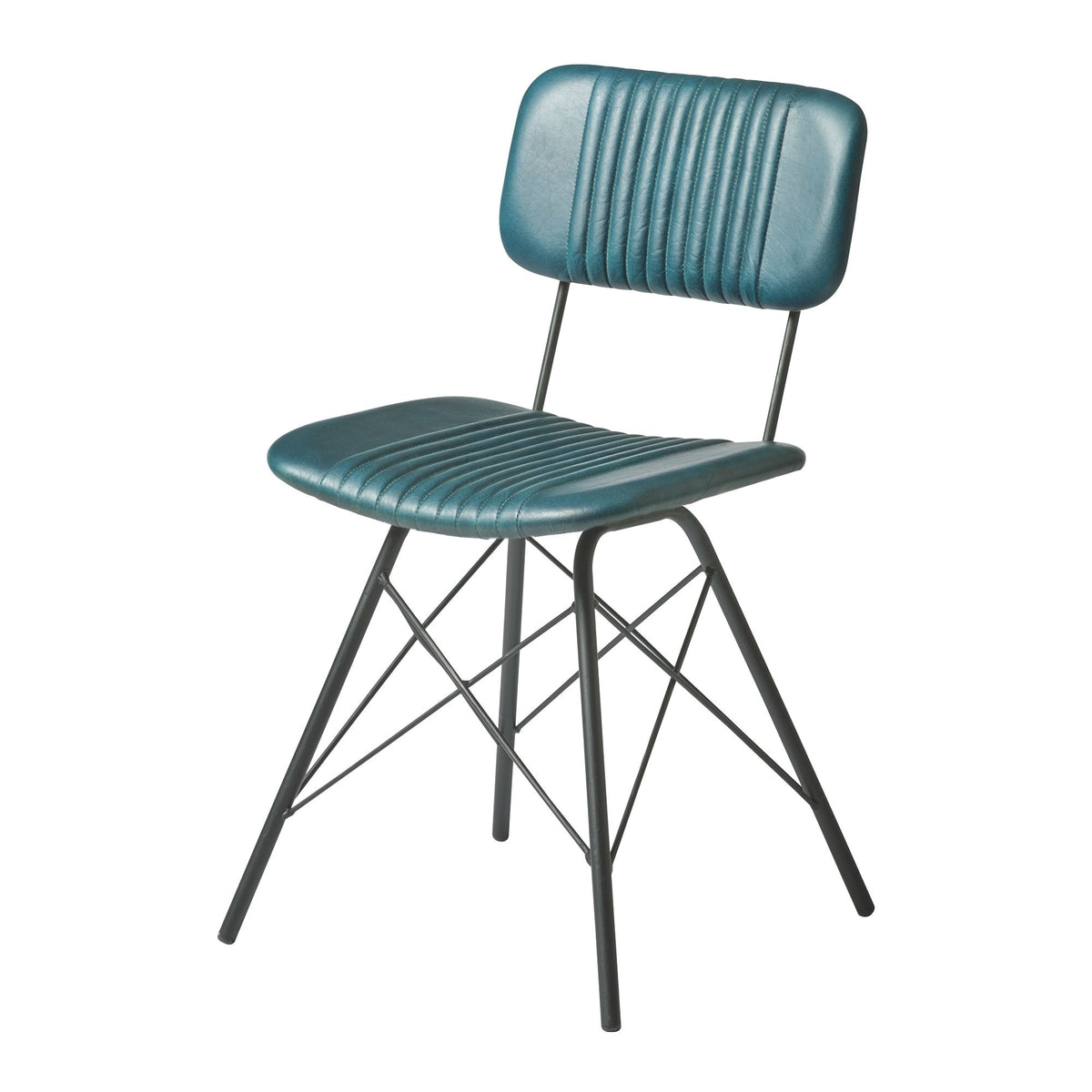 Duke Vintage Teal Leather Dining Chair