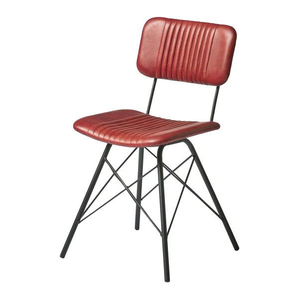 Duke Vintage Red Leather Dining Chair