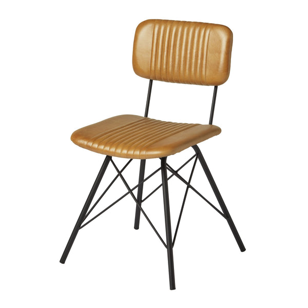 Duke Vintage Light Tan Leather Dining Chair