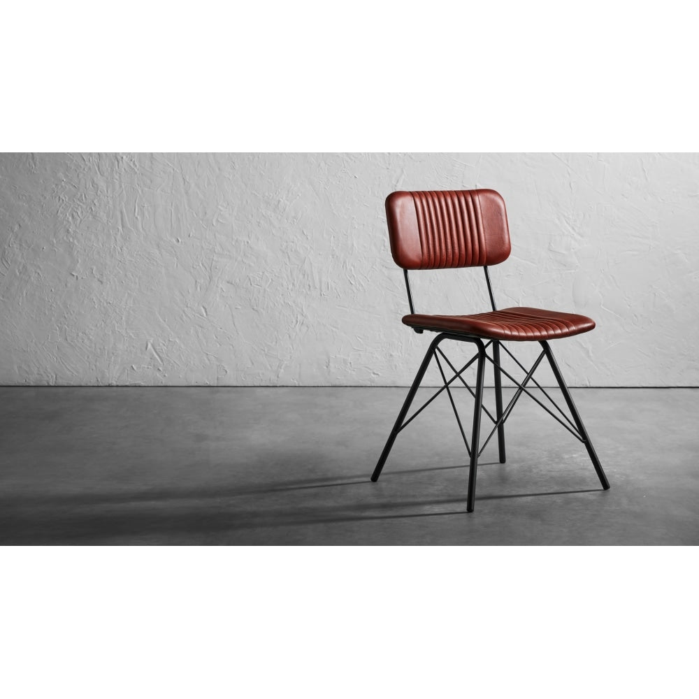 Duke Vintage Red Leather Dining Chair
