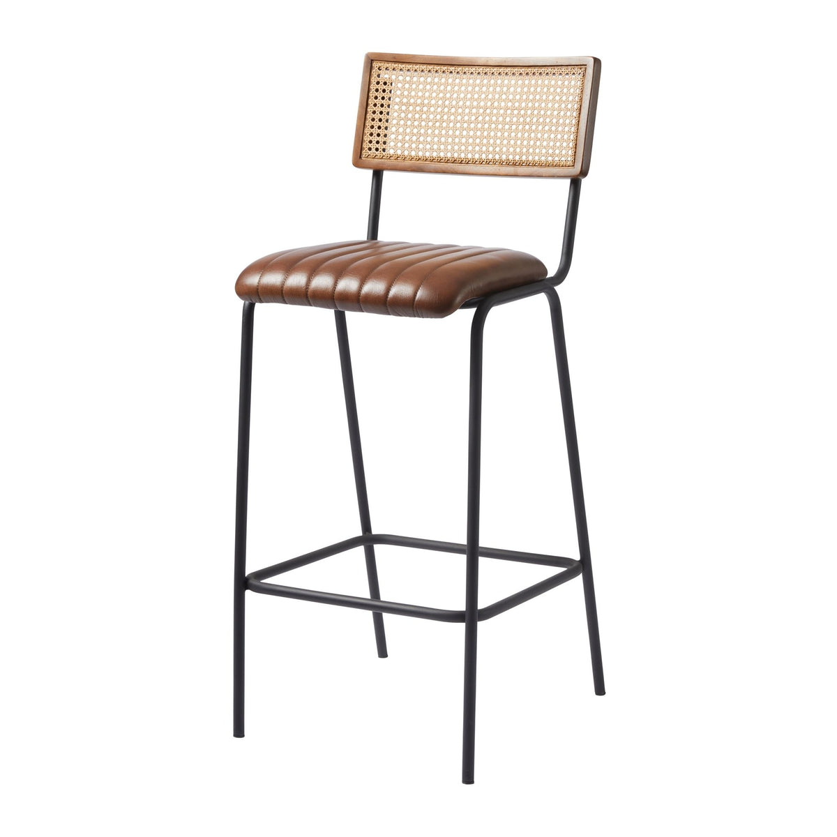 Savanna Brown Leather Bar Stool