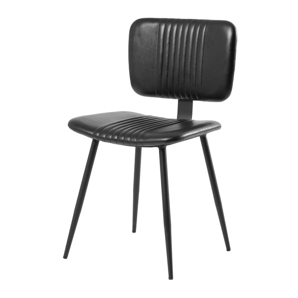 Opel Black Leather Dining Chair