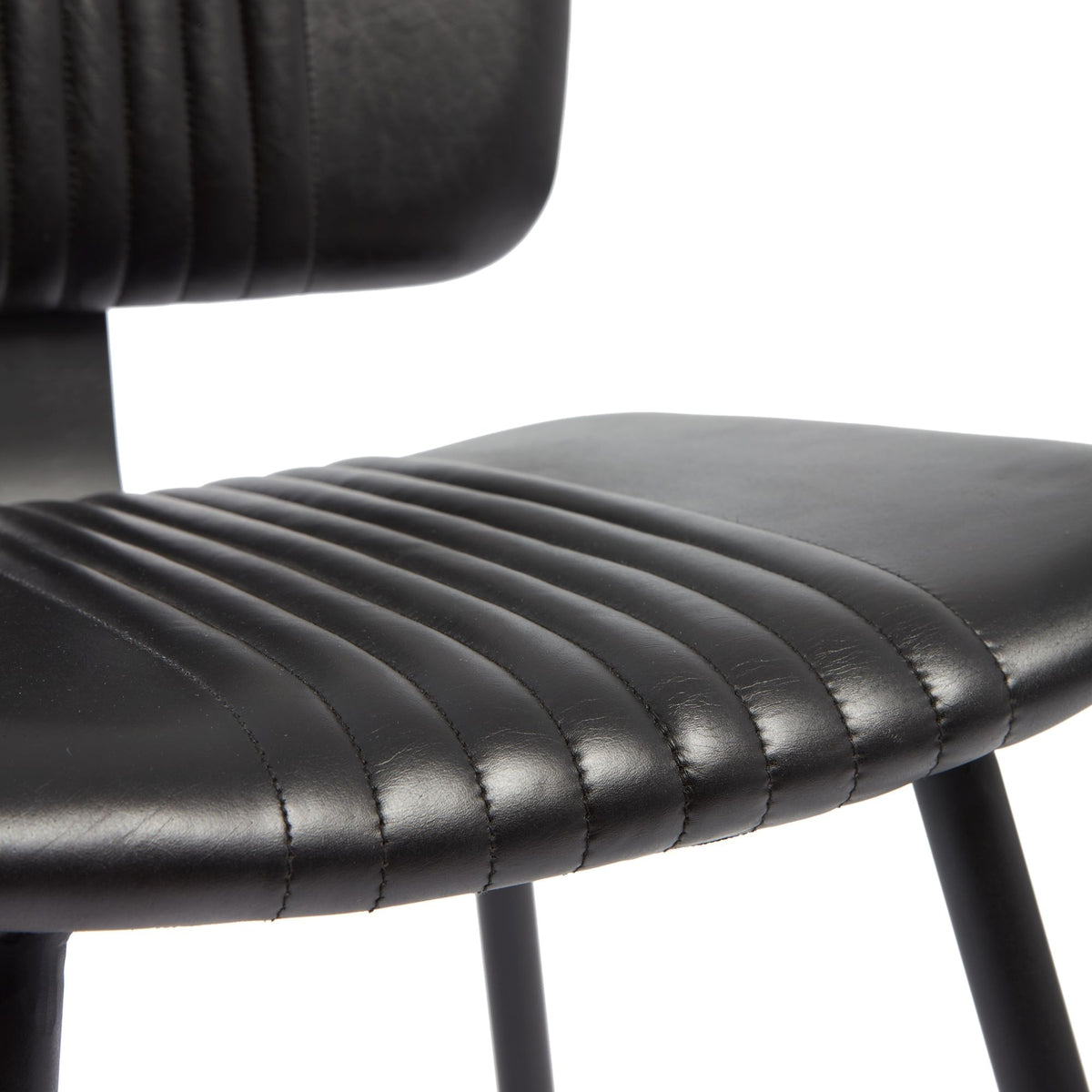 Opel Black Leather Dining Chair