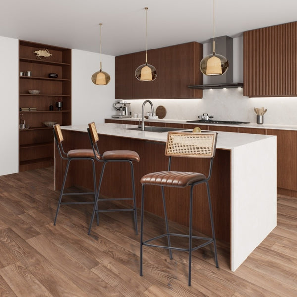 Savanna Brown Leather Bar Stool