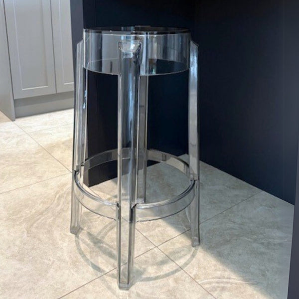 Fusion Living Ghost Style Bar Stool Smoke Grey - 66cm