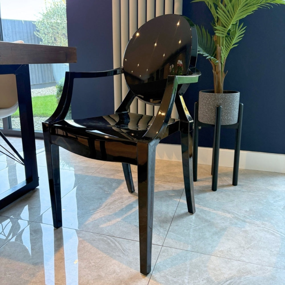 Black Ghost Style Plastic Louis Armchair