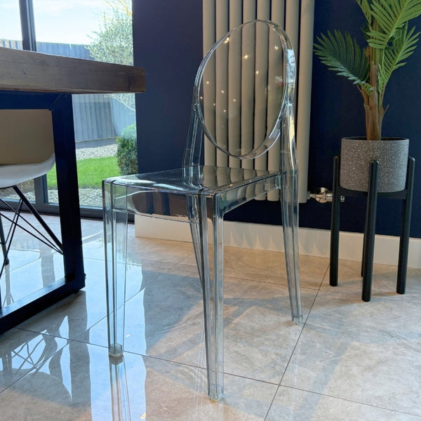 Smoke Grey Ghost Style Plastic Victoria Dining Chair