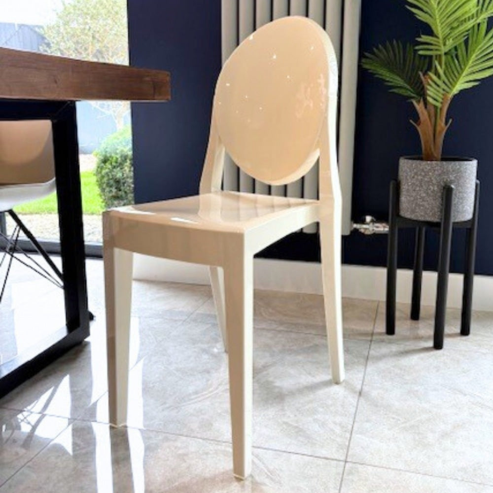 Ivory White Ghost Style Plastic Victoria Dining Chair