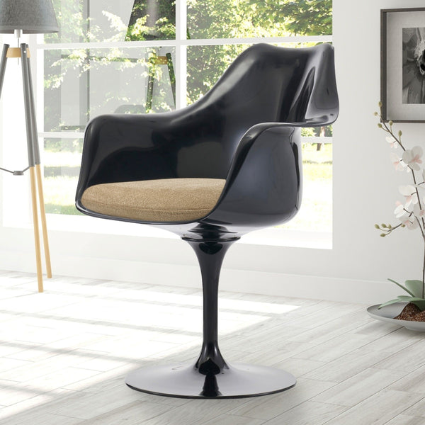 Black and Velveteen Beige Chelsea Armchair