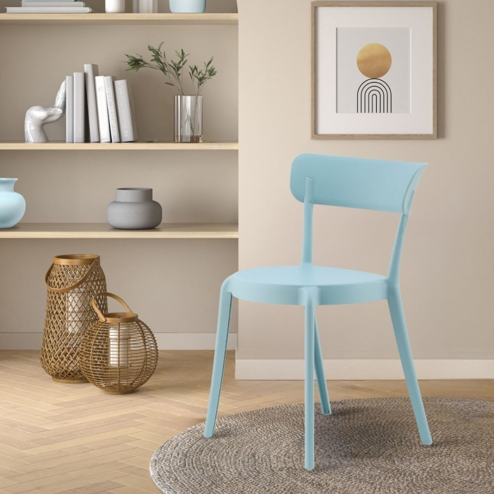 Dusky Blue Plastic Bistro Dining Chair