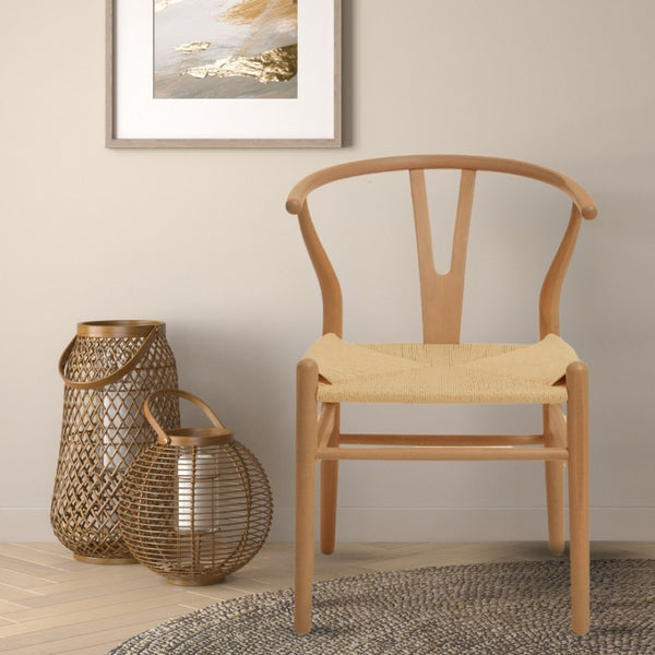 Wishbone Beechwood And Natural Hemp Weave Dining Chair
