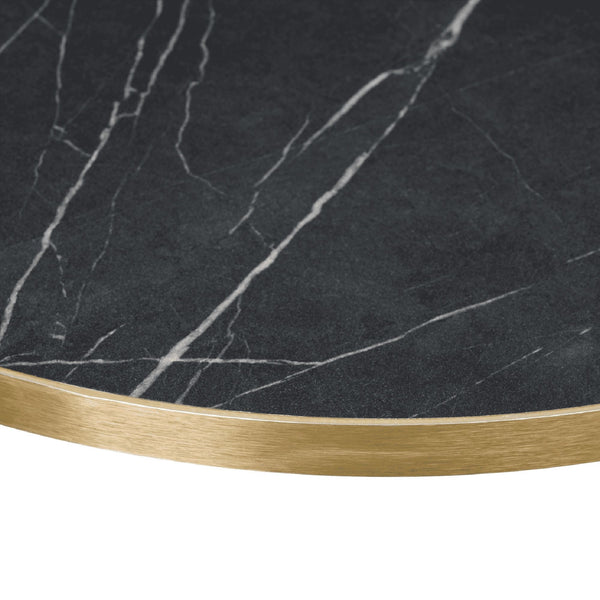 Omega Black Marble Laminate table top with Boston sleek Black and Gold base - Various sizes