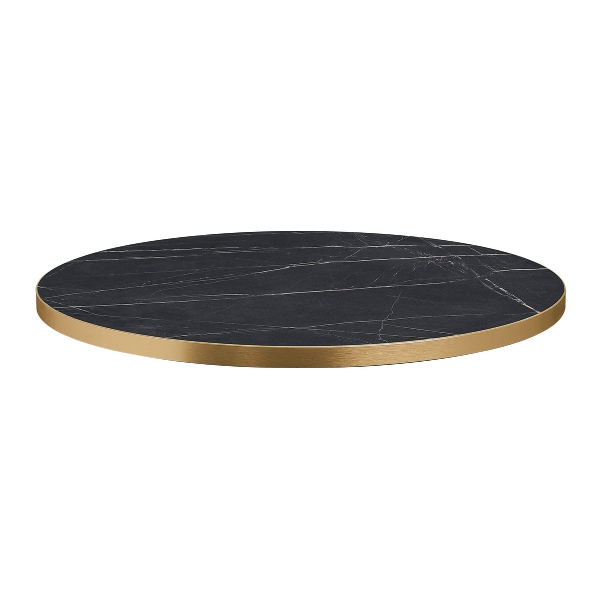 Omega Black Marble Laminate table top with Boston sleek Black and Gold base - Various sizes